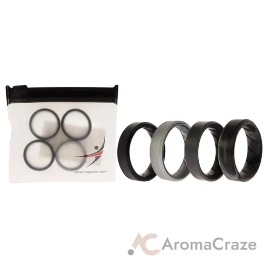 Picture of Silicone Wedding BR 8mm Edge Ring Set - Black-Camo by ROQ for Men - 4 x 9 mm Ring