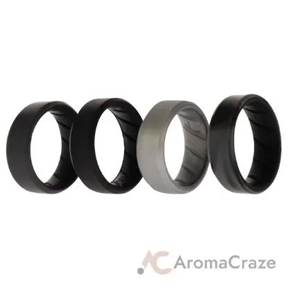Picture of Silicone Wedding BR 8mm Edge Ring Set - Black-Camo by ROQ for Men - 4 x 10 mm Ring