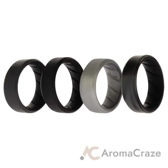 Picture of Silicone Wedding BR 8mm Edge Ring Set - Black-Camo by ROQ for Men - 4 x 10 mm Ring
