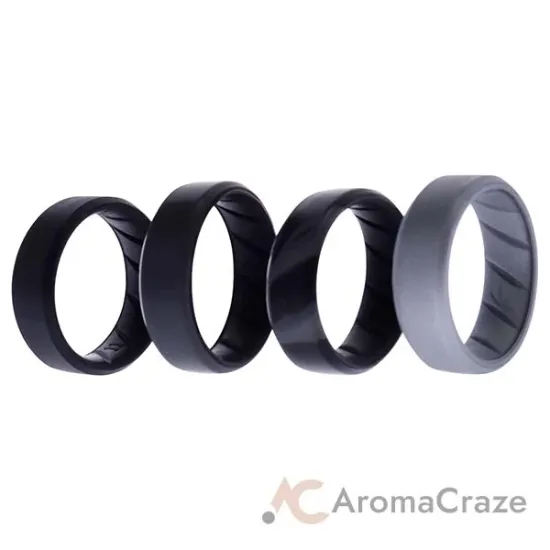 Picture of Silicone Wedding BR 8mm Edge Ring Set - Black-Camo by ROQ for Men - 4 x 11 mm Ring