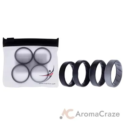 Picture of Silicone Wedding BR 8mm Edge Ring Set - Black-Camo by ROQ for Men - 4 x 13 mm Ring