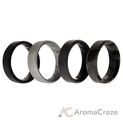 Picture of Silicone Wedding BR 8mm Edge Ring Set - Black-Camo by ROQ for Men - 4 x 14 mm Ring
