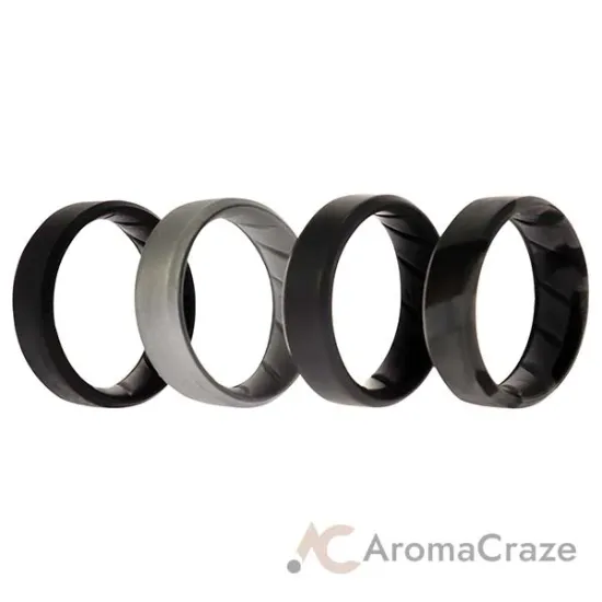 Picture of Silicone Wedding BR 8mm Edge Ring Set - Black-Camo by ROQ for Men - 4 x 14 mm Ring