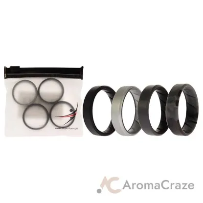 Picture of Silicone Wedding BR 8mm Edge Ring Set - Black-Camo by ROQ for Men - 4 x 15 mm Ring