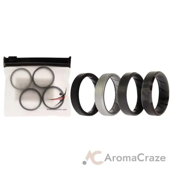 Picture of Silicone Wedding BR 8mm Edge Ring Set - Black-Camo by ROQ for Men - 4 x 15 mm Ring