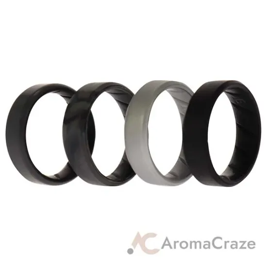 Picture of Silicone Wedding BR 8mm Edge Ring Set - Black-Camo by ROQ for Men - 4 x 16 mm Ring