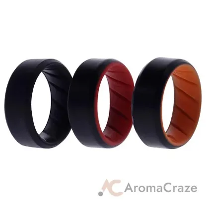 Picture of Silicone Wedding BR 8mm Edge Ring Set - MultiColor by ROQ for Men - 3 x 7 mm Ring
