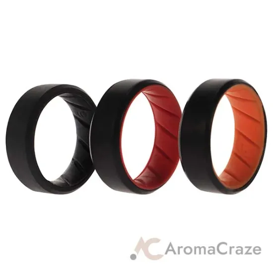 Picture of Silicone Wedding BR 8mm Edge Ring Set - MultiColor by ROQ for Men - 3 x 9 mm Ring