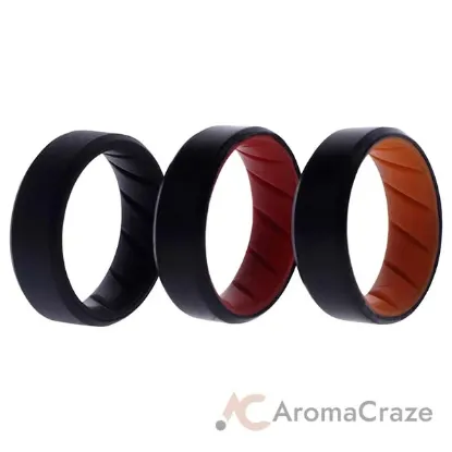 Picture of Silicone Wedding BR 8mm Edge Ring Set - MultiColor by ROQ for Men - 3 x 10 mm Ring
