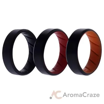 Picture of Silicone Wedding BR 8mm Edge Ring Set - MultiColor by ROQ for Men - 3 x 13 mm Ring