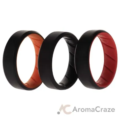 Picture of Silicone Wedding BR 8mm Edge Ring Set - MultiColor by ROQ for Men - 3 x 14 mm Ring