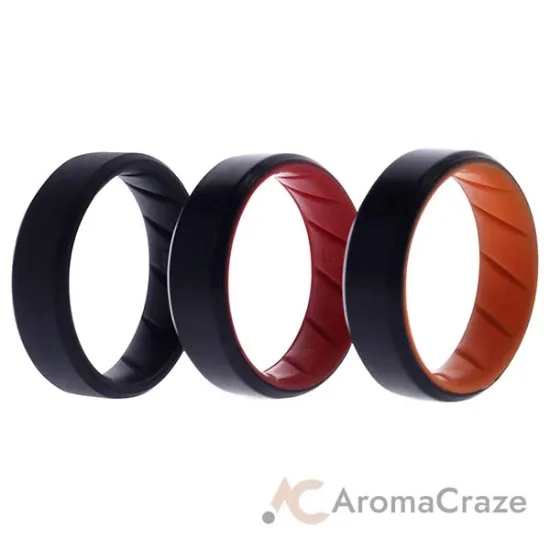 Picture of Silicone Wedding BR 8mm Edge Ring Set - MultiColor by ROQ for Men - 3 x 15 mm Ring