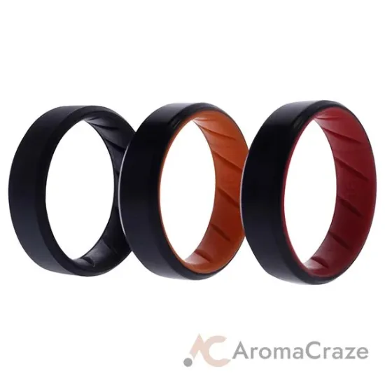 Picture of Silicone Wedding BR 8mm Edge Ring Set - MultiColor by ROQ for Men - 3 x 16 mm Ring