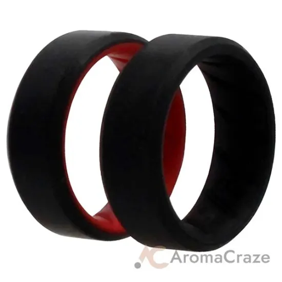 Picture of Silicone Wedding BR 8mm Edge Ring Set - Black-Red by ROQ for Men - 2 x 8 mm Ring