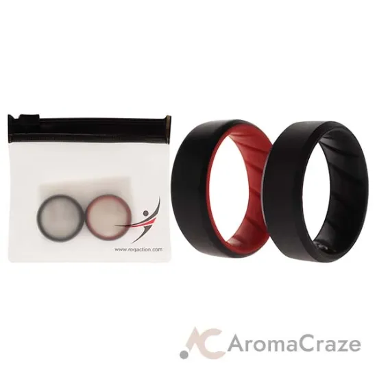 Picture of Silicone Wedding BR 8mm Edge Ring Set - Black-Red by ROQ for Men - 2 x 9 mm Ring