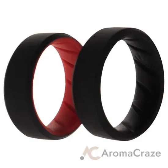 Picture of Silicone Wedding BR 8mm Edge Ring Set - Black-Red by ROQ for Men - 2 x 10 mm Ring