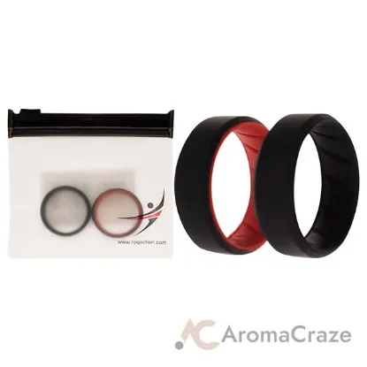 Picture of Silicone Wedding BR 8mm Edge Ring Set - Black-Red by ROQ for Men - 2 x 11 mm Ring