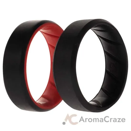 Picture of Silicone Wedding BR 8mm Edge Ring Set - Black-Red by ROQ for Men - 2 x 12 mm Ring