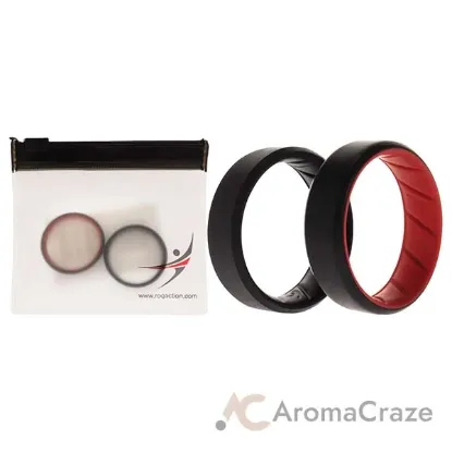 Picture of Silicone Wedding BR 8mm Edge Ring Set - Black-Red by ROQ for Men - 2 x 13 mm Ring
