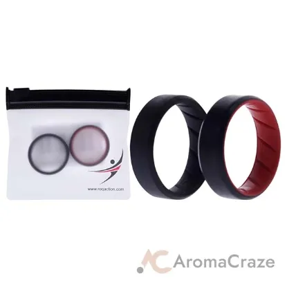 Picture of Silicone Wedding BR 8mm Edge Ring Set - Black-Red by ROQ for Men - 2 x 15 mm Ring