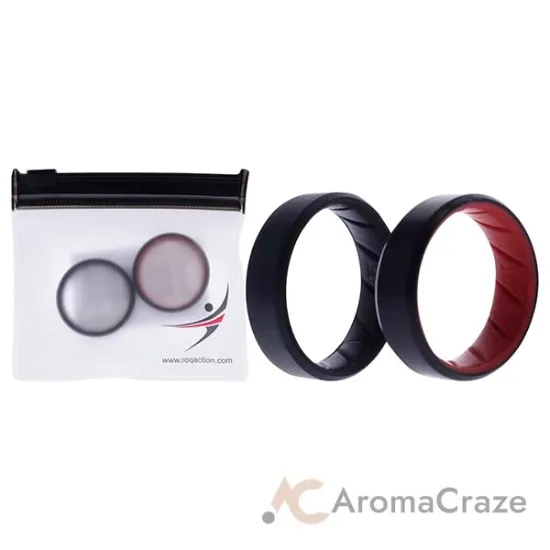 Picture of Silicone Wedding BR 8mm Edge Ring Set - Black-Red by ROQ for Men - 2 x 16 mm Ring