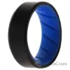 Picture of Silicone Wedding BR 8mm Edge Ring - Light-Blue-Black by ROQ for Men - 7 mm Ring