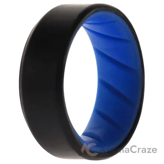 Picture of Silicone Wedding BR 8mm Edge Ring - Light-Blue-Black by ROQ for Men - 7 mm Ring