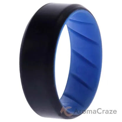 Picture of Silicone Wedding BR 8mm Edge Ring - Light-Blue-Black by ROQ for Men - 9 mm Ring