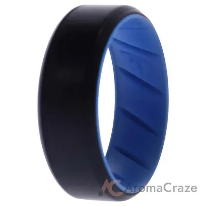 Picture of Silicone Wedding BR 8mm Edge Ring - Light-Blue-Black by ROQ for Men - 11 mm Ring