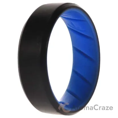 Picture of Silicone Wedding BR 8mm Edge Ring - Light-Blue-Black by ROQ for Men - 12 mm Ring