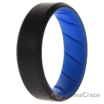 Picture of Silicone Wedding BR 8mm Edge Ring - Light-Blue-Black by ROQ for Men - 14 mm Ring