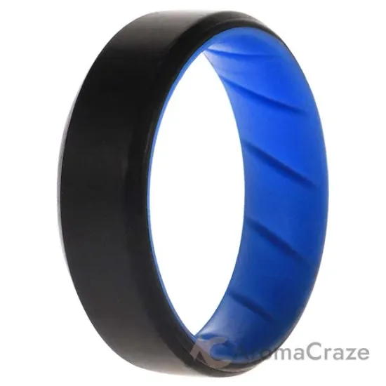 Picture of Silicone Wedding BR 8mm Edge Ring - Light-Blue-Black by ROQ for Men - 15 mm Ring