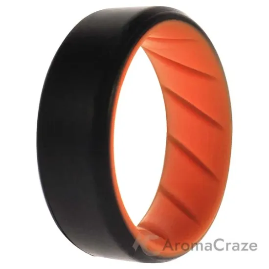 Picture of Silicone Wedding BR 8mm Edge Ring - Orange-Black by ROQ for Men - 7 mm Ring