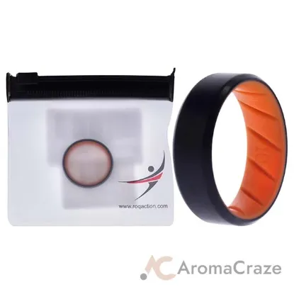 Picture of Silicone Wedding BR 8mm Edge Ring - Orange-Black by ROQ for Men - 10 mm Ring