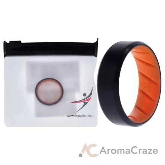 Picture of Silicone Wedding BR 8mm Edge Ring - Orange-Black by ROQ for Men - 10 mm Ring