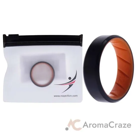 Picture of Silicone Wedding BR 8mm Edge Ring - Orange-Black by ROQ for Men - 12 mm Ring