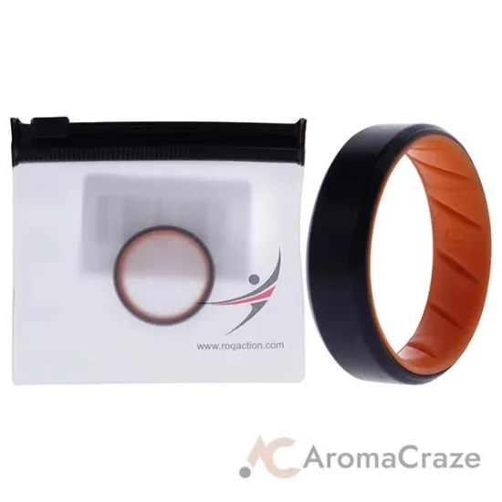 Picture of Silicone Wedding BR 8mm Edge Ring - Orange-Black by ROQ for Men - 16 mm Ring