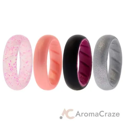 Picture of Silicone Wedding BR Solid Ring Set - Pink by ROQ for Women - 4 x 5 mm Ring