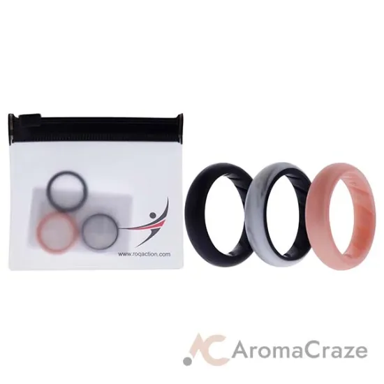 Picture of Silicone Wedding BR Solid Ring Set - Marble by ROQ for Women - 3 x 4 mm Ring