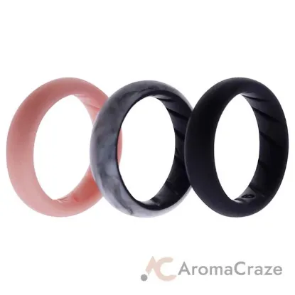 Picture of Silicone Wedding BR Solid Ring Set - Marble by ROQ for Women - 3 x 6 mm Ring