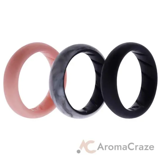 Picture of Silicone Wedding BR Solid Ring Set - Marble by ROQ for Women - 3 x 6 mm Ring