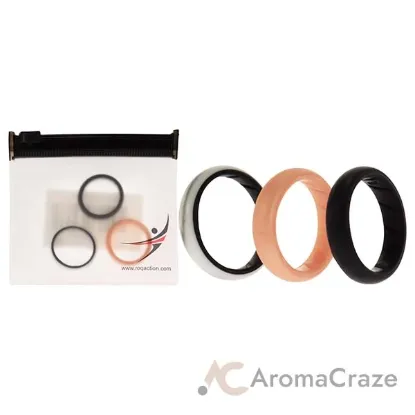 Picture of Silicone Wedding BR Solid Ring Set - Marble by ROQ for Women - 3 x 8 mm Ring