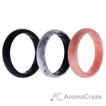 Picture of Silicone Wedding BR Solid Ring Set - Marble by ROQ for Women - 3 x 10 mm Ring