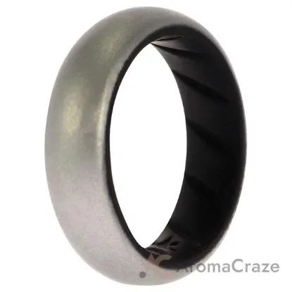 Picture of Silicone Wedding BR Solid Ring - Black-Silver by ROQ for Women - 5 mm Ring