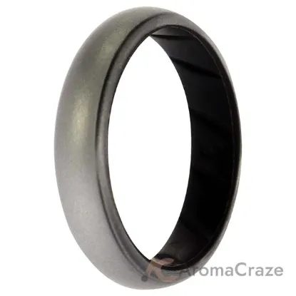Picture of Silicone Wedding BR Solid Ring - Black-Silver by ROQ for Women - 9 mm Ring