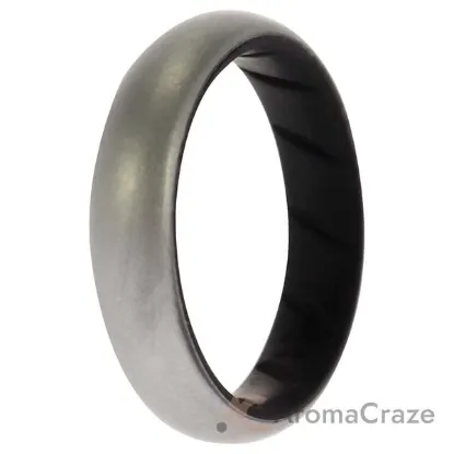 Picture of Silicone Wedding BR Solid Ring - Black-Silver by ROQ for Women - 11 mm Ring