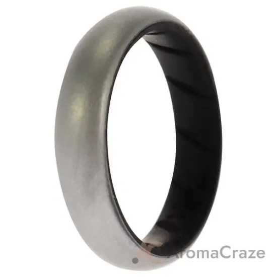 Picture of Silicone Wedding BR Solid Ring - Black-Silver by ROQ for Women - 11 mm Ring