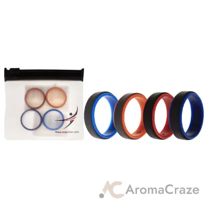 Picture of Silicone Wedding 2Layer Step Ring Set - Grey-Black by ROQ for Men - 4 x 9 mm Ring