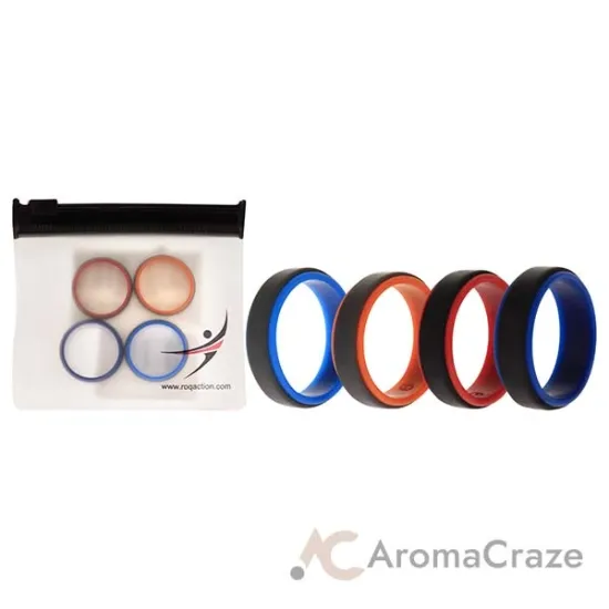 Picture of Silicone Wedding 2Layer Step Ring Set - Grey-Black by ROQ for Men - 4 x 9 mm Ring