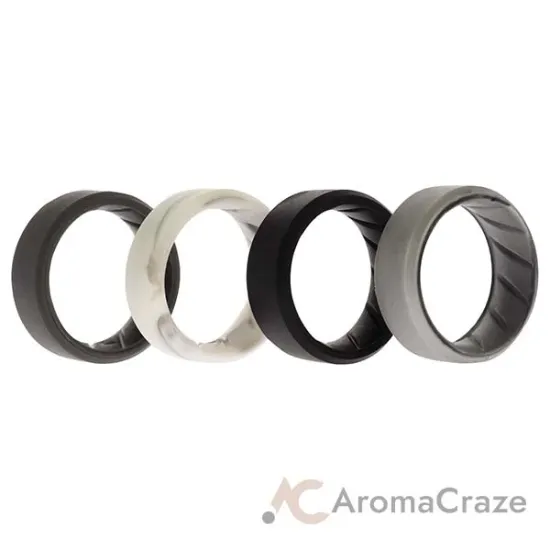 Picture of Silicone Wedding BR 8mm Edge Ring Set - Basic-Marble by ROQ for Men - 4 x 7 mm Ring